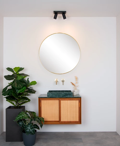 Lucide TAYLOR - Plafondspot Badkamer - LED Dim to warm - GU10 - 2x5W 2200K/3000K - IP44 - Zwart - sfeer 2